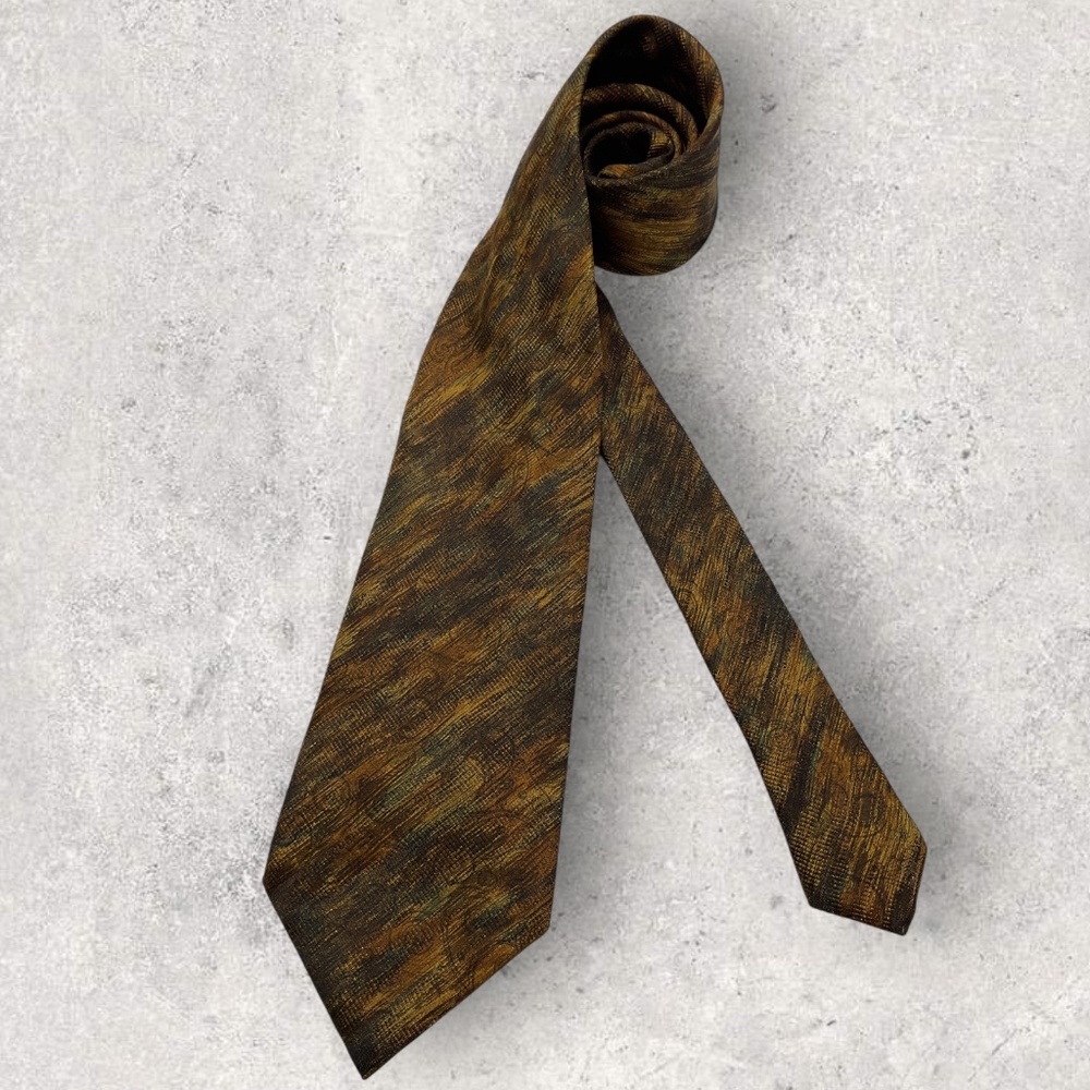 NEW CERRUTI 1881 Brown/Beige/Green Art Silk LUXURY Tie FRANCE